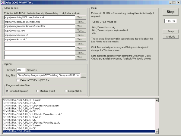 WWW Test - Setup Window - Click for Large